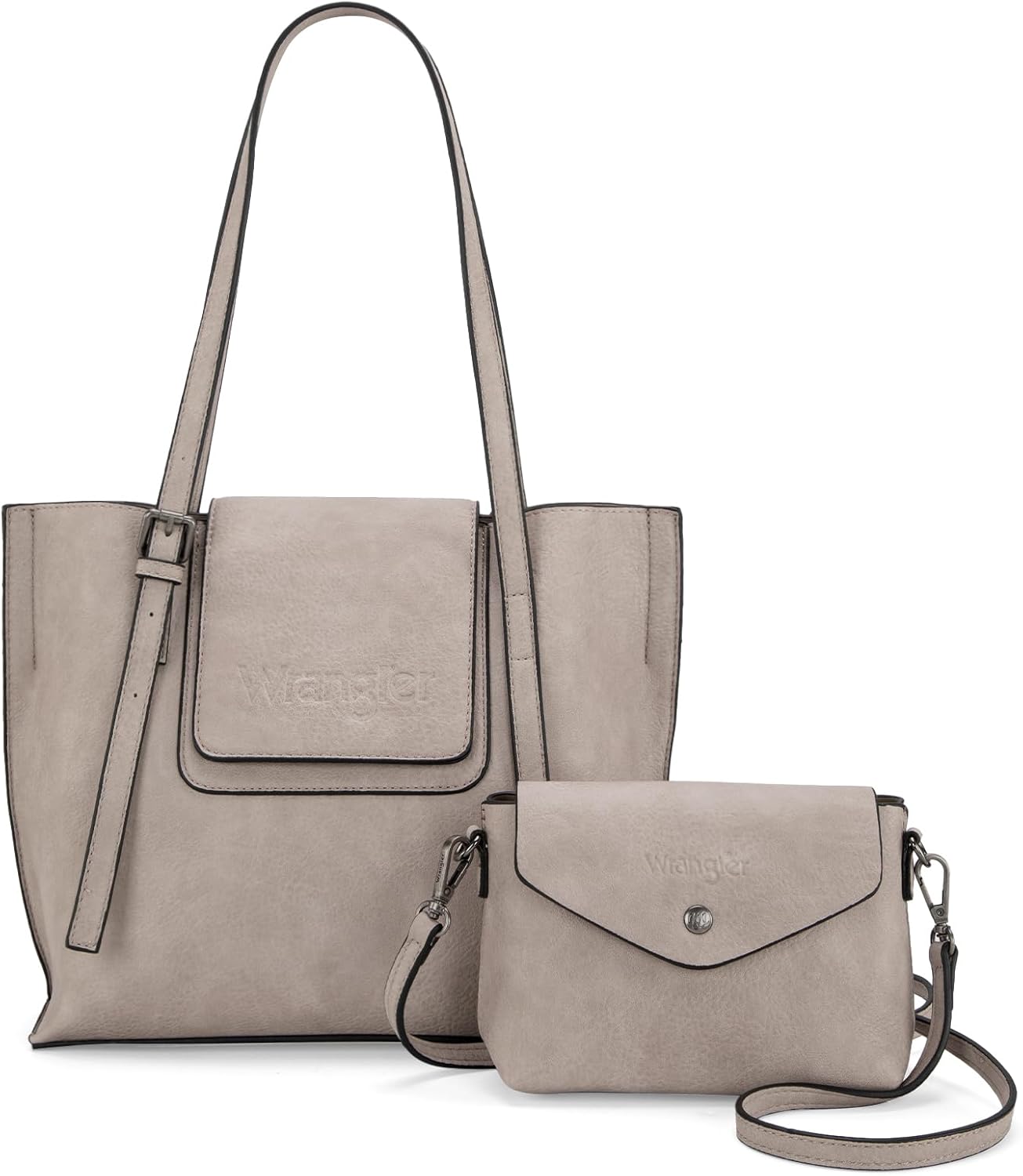 Wrangler Tote Handbags for Women Vegan Leather Shoulder Tote Purse with Small Crossbody Bag