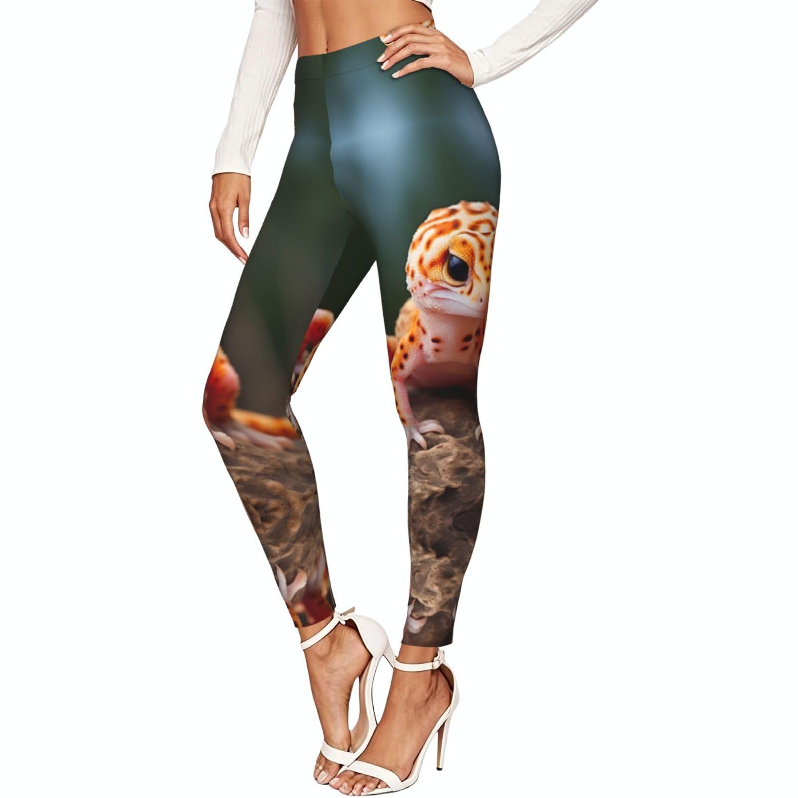 Leggings de geco de leopardo cómodos que no se bajan al entrenar 7