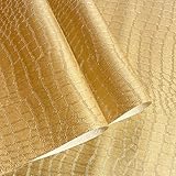 Simon&Siff Gold Wallpaper 17.3'' x 236'' Crocodile Metallic Gold Textured Wallpaper Modern 3D Embossed Mural Non Woven Traditional Wallpaper Non-Adhesive Wallpaper