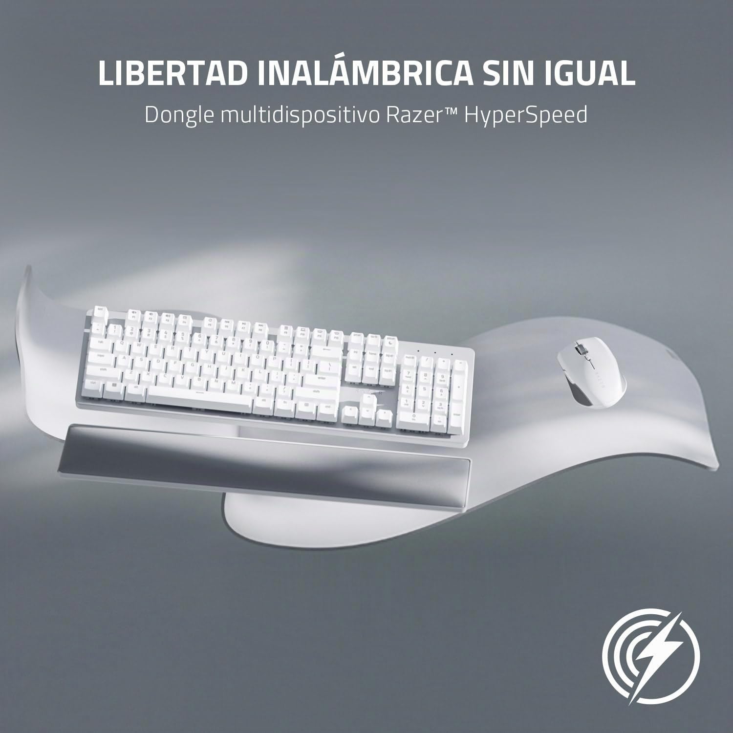 Razer Pro Type Ultra - Teclado Mecánico Inalámbrico para Máxima Productividad (Interruptores Lineales, Almohadilla de Piel Sintética, Multidispositivo, Bluetooth) QWERTY US Teclado | Blanco