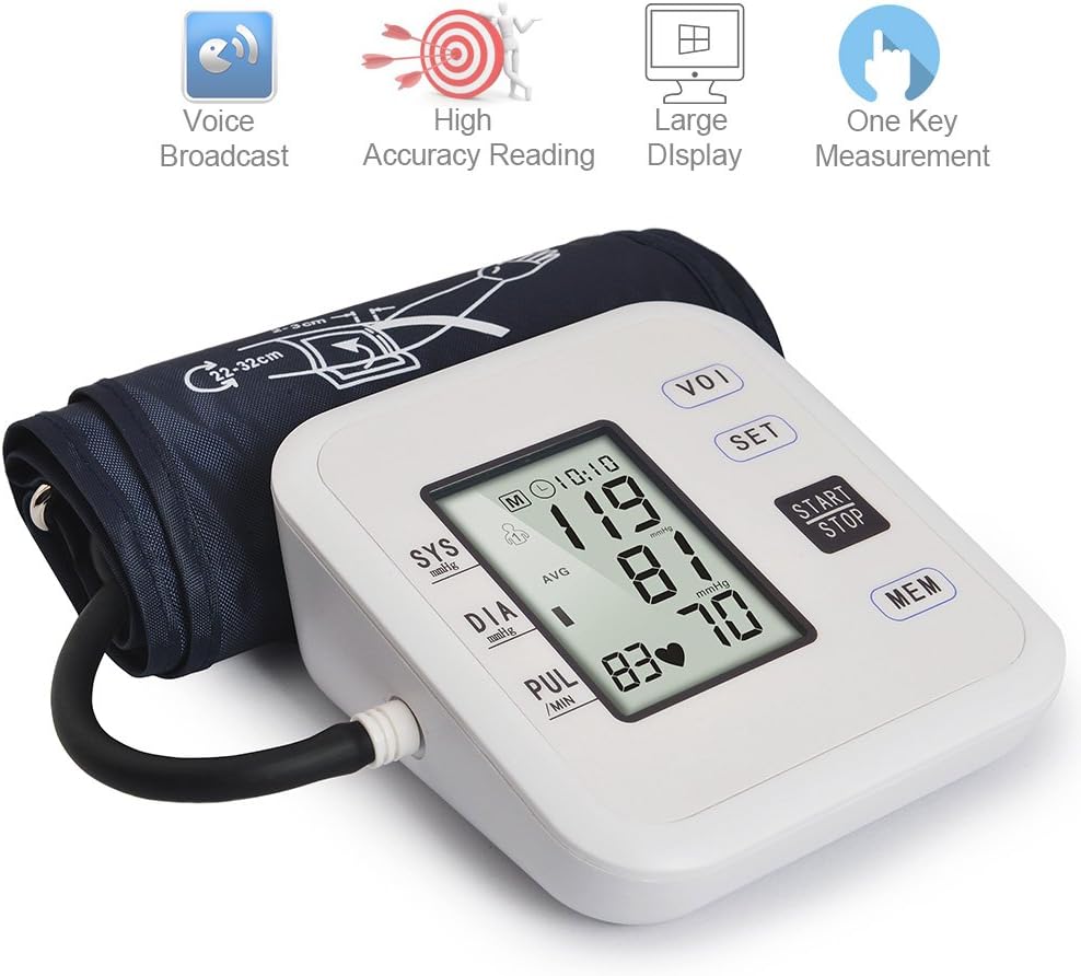 Arm Blood Pressure Monitor, DiKaou Fully Automatically Measure With Digital LCD Screen Display Portable Case for Blood Pressure and Heartbeat Detector（Medically Certified）