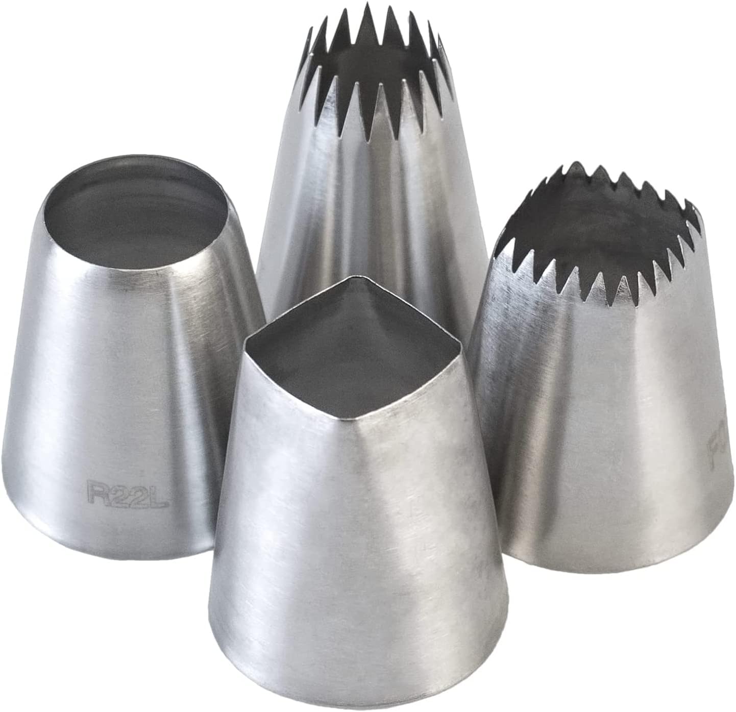 Extra Large Icing Tips Set with Round Star Square Eclair Churro Meringue Piping Tip for Cake Cupcake Cookie Decorating,4 Pcs
