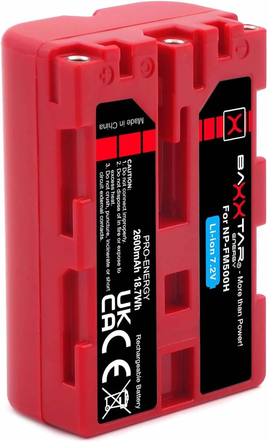 Baxxtar 2X NP-FM500H Batería 2600mAh – Repuesto para Sony NP-FM500H – para Alpha DSLR-A100 A200 A300 A350 A450 A500 A550 A560 A580 A700 A850 A900, SLT-A57 A58 A65 A77 A77II A99 A99II – Pack Doble