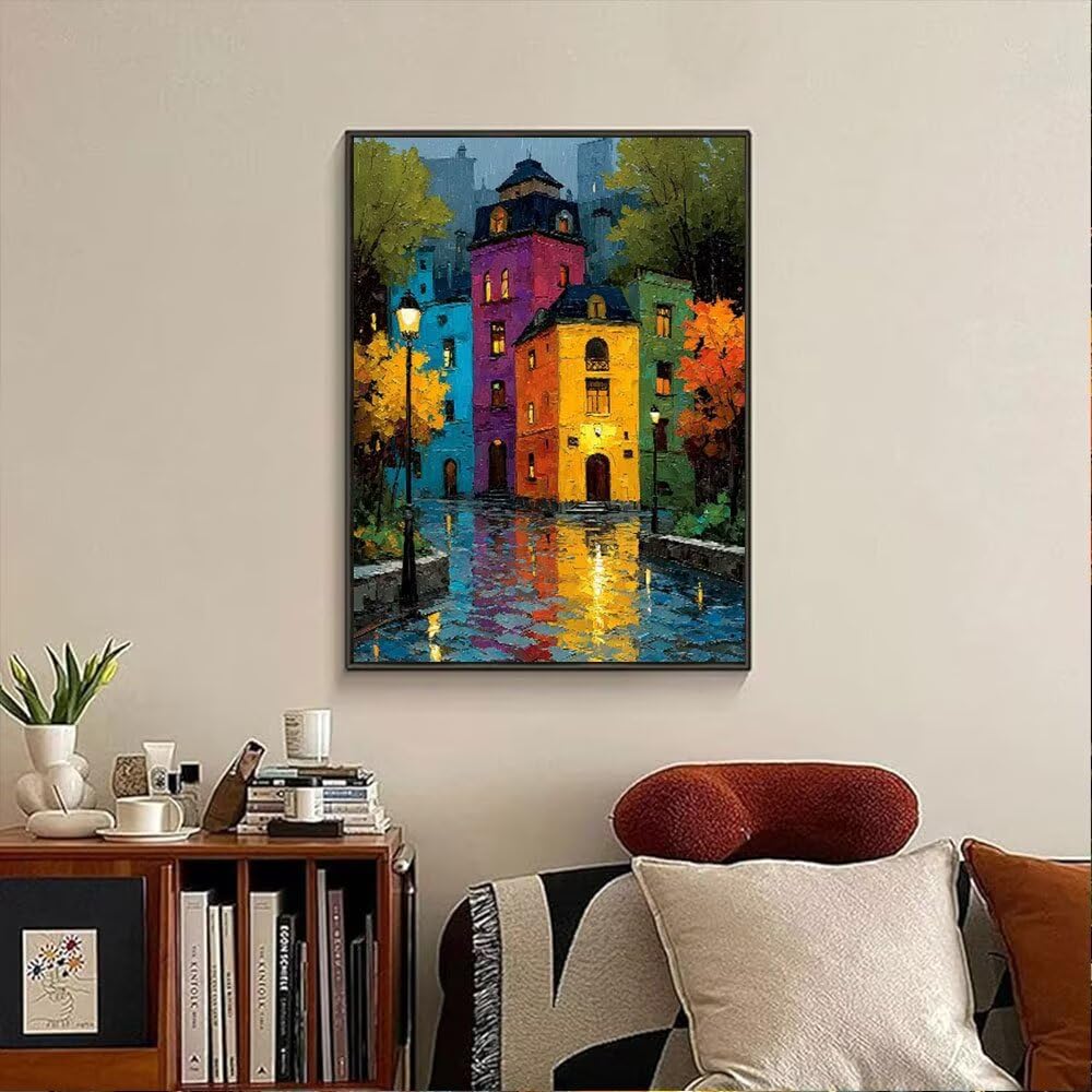Zestawy sztuki diamentowej 5D DIY, obraz olejny, lampa uliczna, zestawy do malowania diamentowego dla początkujących dorosłych, okrągłe pełne wiercenie klejnotów, haft artystyczny, malowanie według