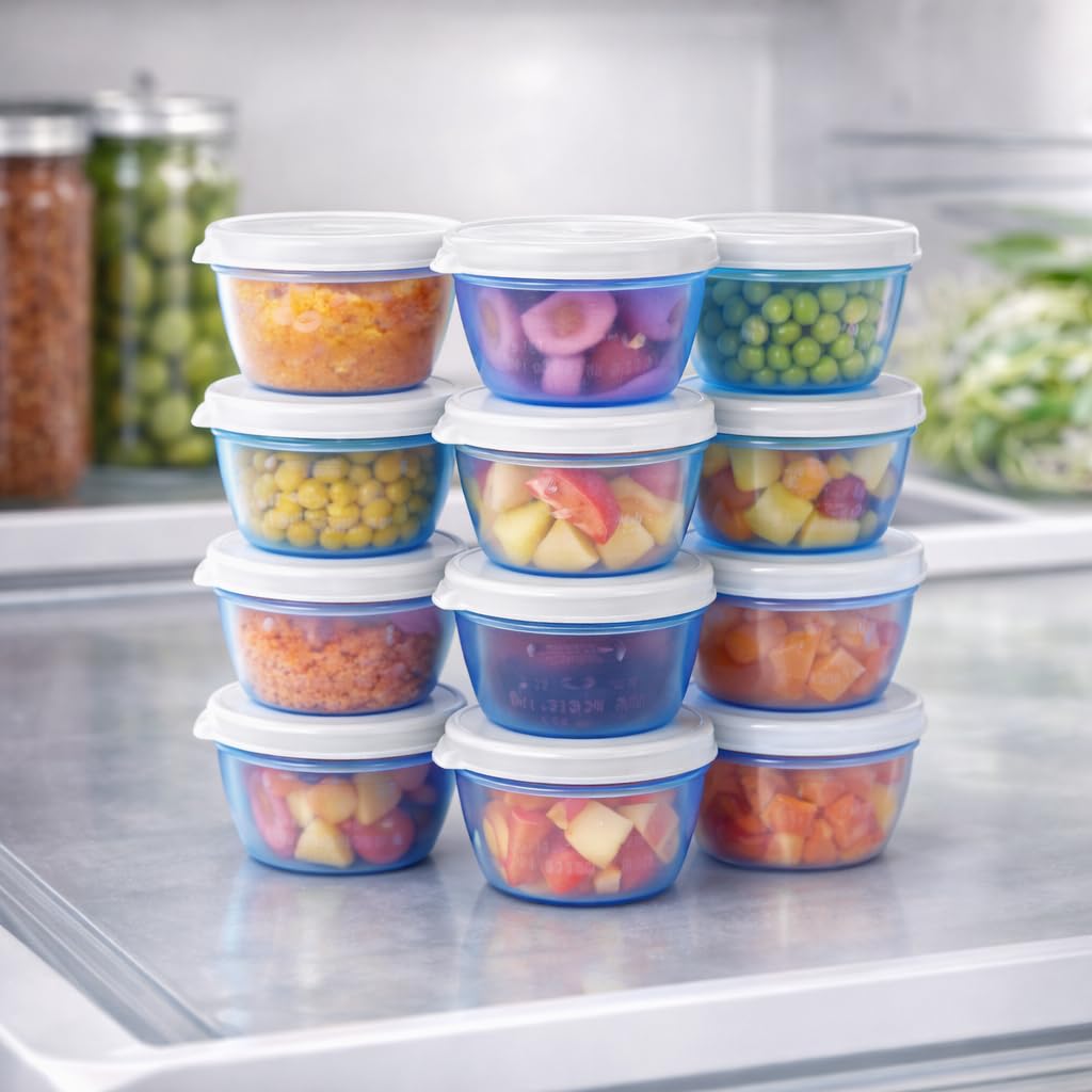 Conjunto 12 Potes Herméticos 130ml Organizador Geladeira Frutas e Lanches BPA Free