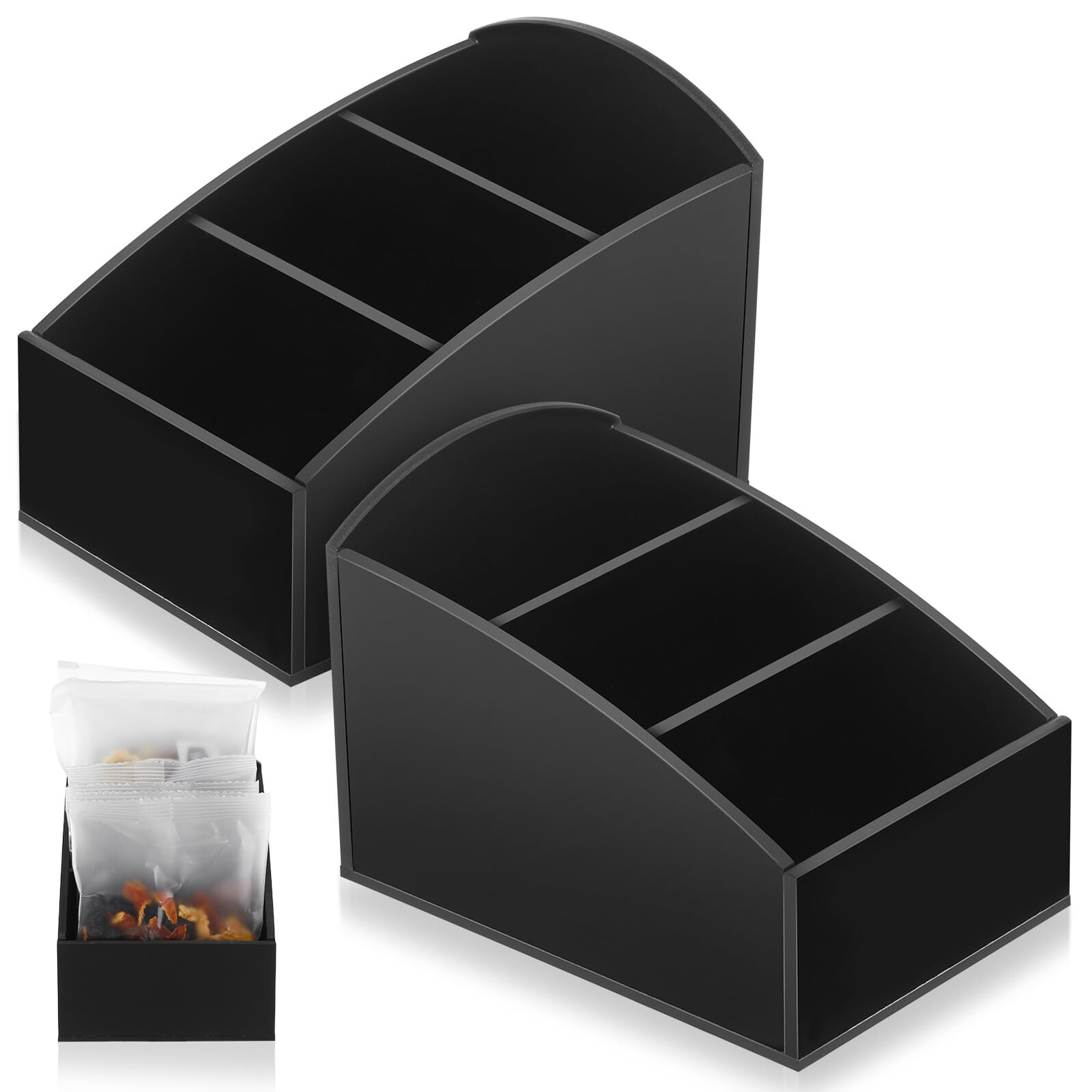Boîte de rangement acrylique noir x2 avec compartiments séparés pour sachets
