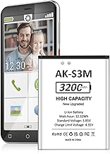 TQTHL AK-S3m Battery 3200 mAh Battery AK-S3m (V1.0) (S3m) Emporia Smart 3 Mini, S4 Replacement Battery AK-S3m Compatible with Emporia Smart 3 Mini Smartphone (S3m)