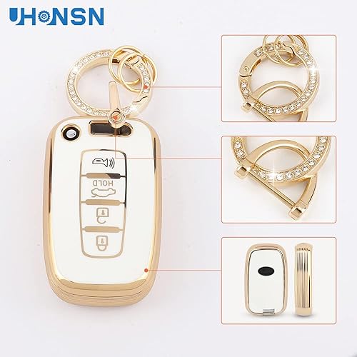 Miniatura 5 de UHONSN Funda para llave de Hyundai y Kia de TPU suave con llavero para mujeres, protector compatible con Elantra GT, Genesis, Santa Fe, Veloster,