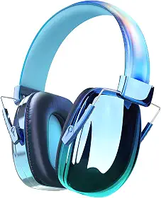 Abafador para autismo, Protetor Auricular Confortável, Azul e Verde, Almofadas Macias, Redução de Ruído 27,4 dB, Ajustável, para Adultos e Crianças, 200g