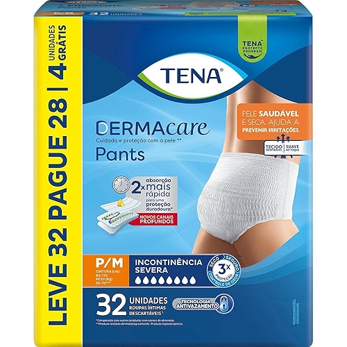 Tena Pants Dermacare, Roupa Íntima para Incontinência Urinária, P/M - Leve 32 Pague 28 uni... Tena Pants Dermacare, Roupa Íntima para Incontinência Urinária, P/M - Leve 32 Pague 28 uni...