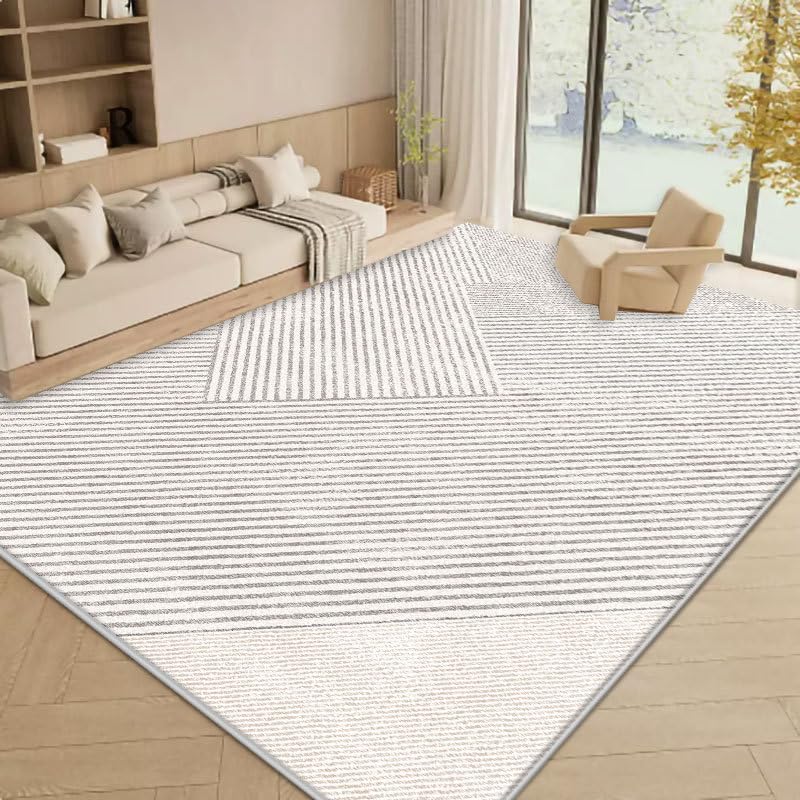 Tapis moderne lavable résolvant les glissades salon 160x230cm gris couloir