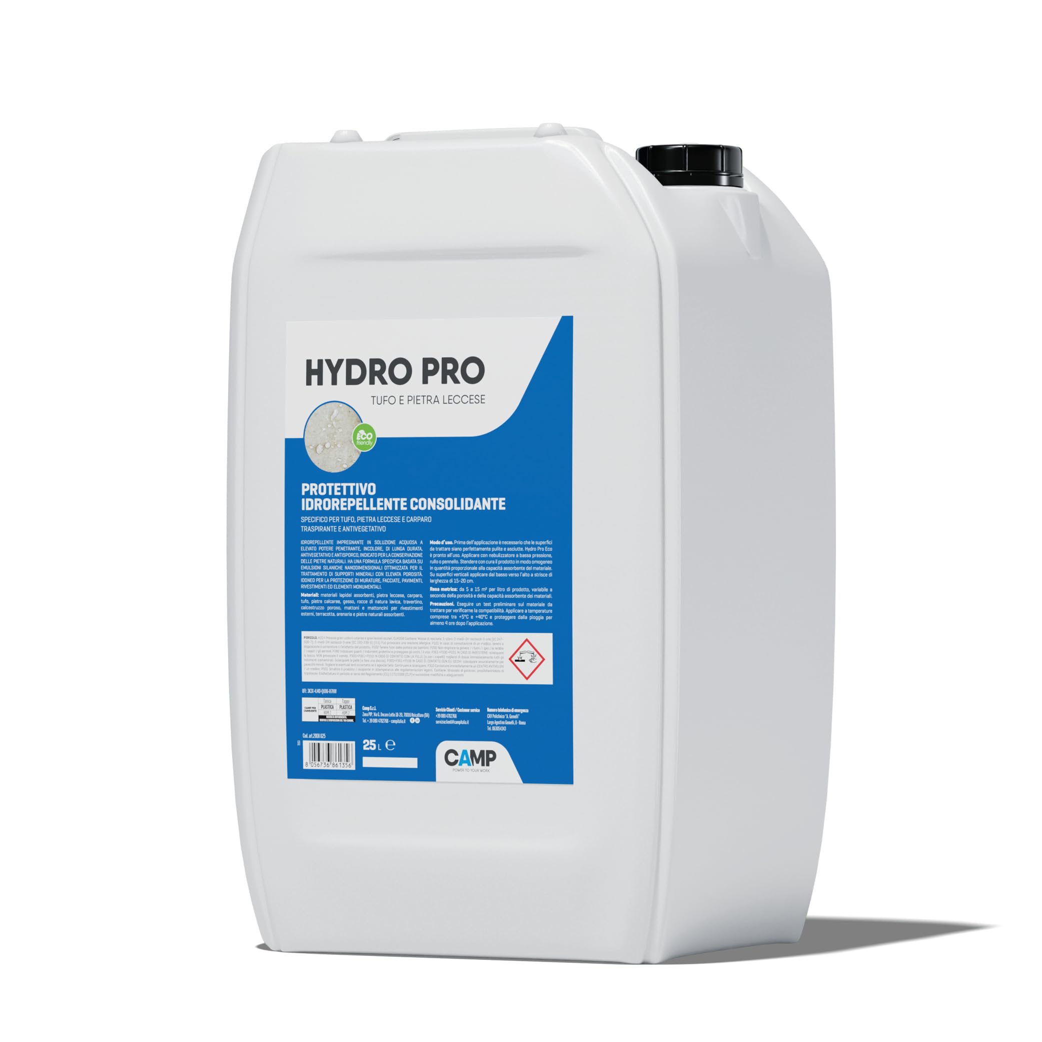 CAMP Hydro Pro Eco - Tufo y piedra de lechada – Protector impermeable y consolidante para piedras calizas porosas – 25 L