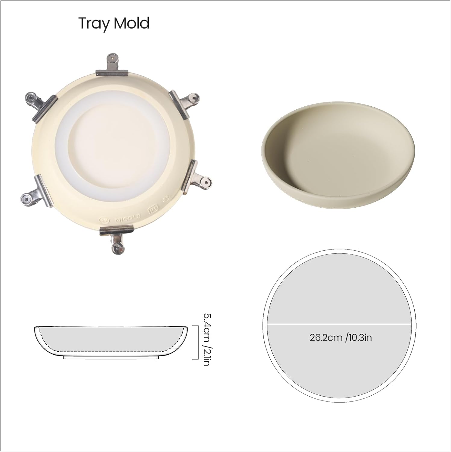 BOOWAN NICOLE Silicone Molds Large Circular Tray Resin Cement Tray Making Molds Home Jewelry Trinket Decor Tool