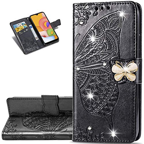 LEMAXELERS iPhone 11 Pro Max Case Bling Diamond Butterfly Embossed Wallet Flip PU Leather Magnetic Card Slots with Stand Cover for iPhone 11 Pro Max Diamond Butterfly Black SD