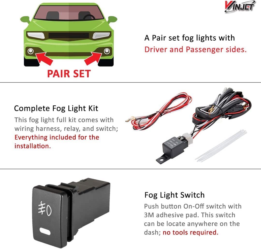 Winjet OEM Series for [2012 2013 2014 Toyota Prius V] Driving Fog Lights + Switch + Wiring Kit