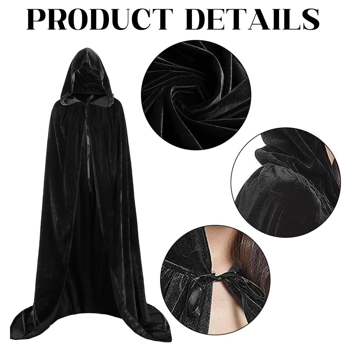 Cadimus Costume de Diable pour Femme,Costume d'halloween pour Femme avec Coiffe de Cornes de Reine,Collier en Dentelle Gothique,Cape d'halloween Noire pour fêtes d'halloween, fêtes costumées Cosplay