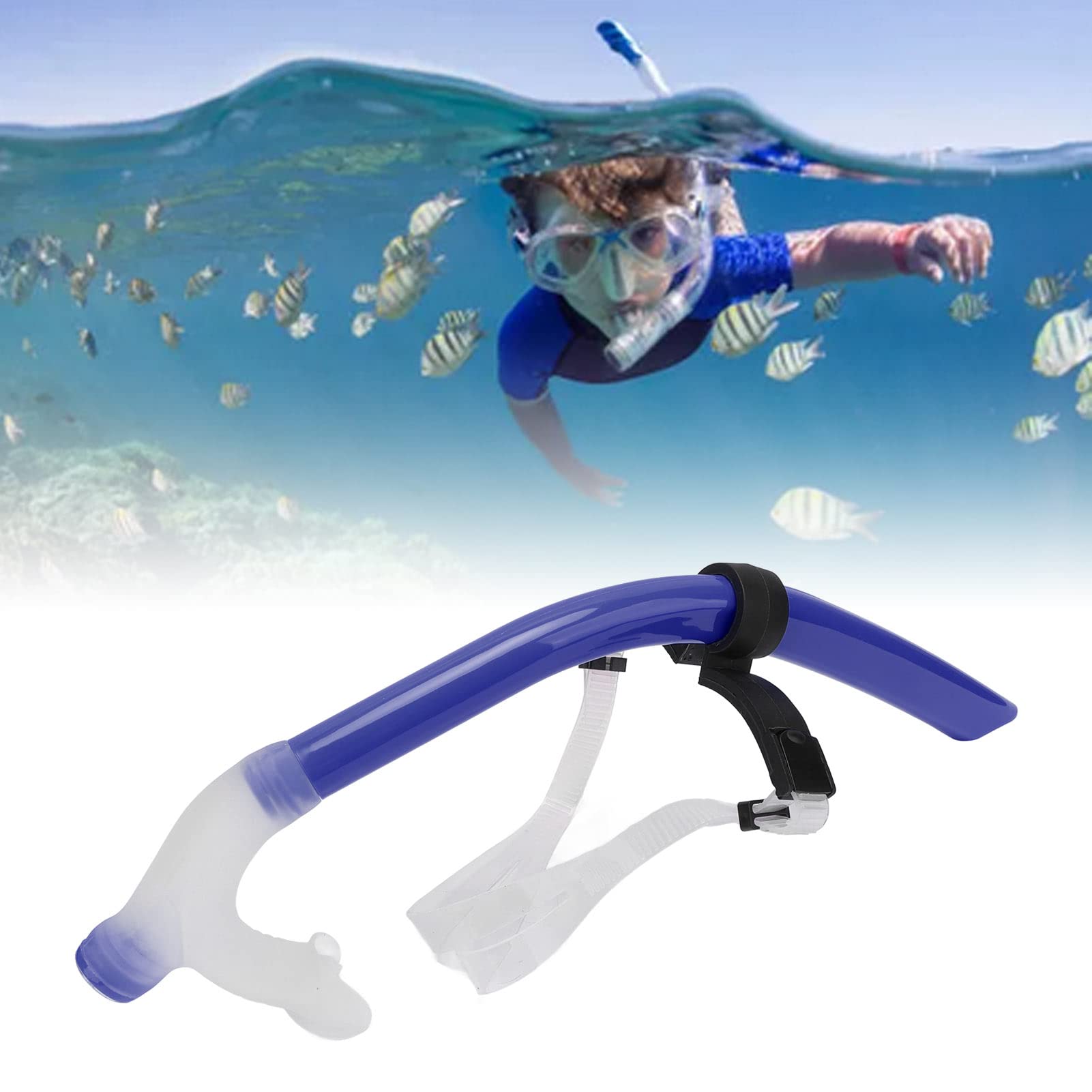 Ejoyous Boccaglio per Nuoto Tubo Respiratorio in Silicone con Tutore per la Testa Regolabile 48 X 11,6 X 3 Cm Design a Resistenza Ridotta Boccaglio Morbido per Nuoto in Grembo Immersioni Adulti