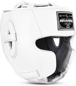 BRAVOSE Elite 2.0 Boxing Headguard | Professional Strap Boxing, Training, Sparring & Martial Arts Headgear | Adjustable Cowhide Leather Head Guard for Ear, Cheek, Face Protection