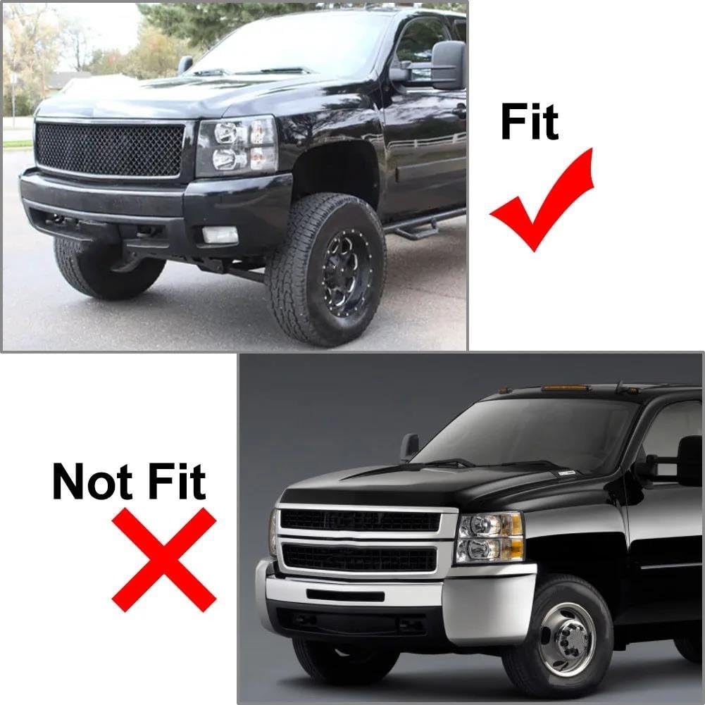 2007-2013 Chevrolet Silverado 1500 Glossy Black ABS Honeycomb Mesh Grille - K2 Motor
