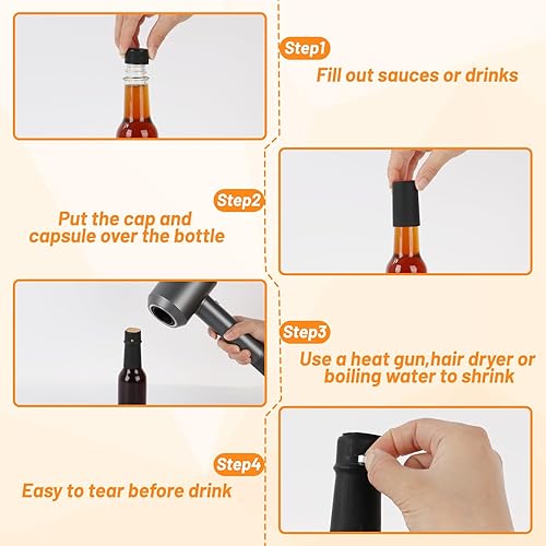 Miniatura 4 de Alotpower Paquete de 35 botellas de salsa picante de 5 onzas, botellas vacías de vidrio transparente con tapas de rosca negras a prueba de fugas,