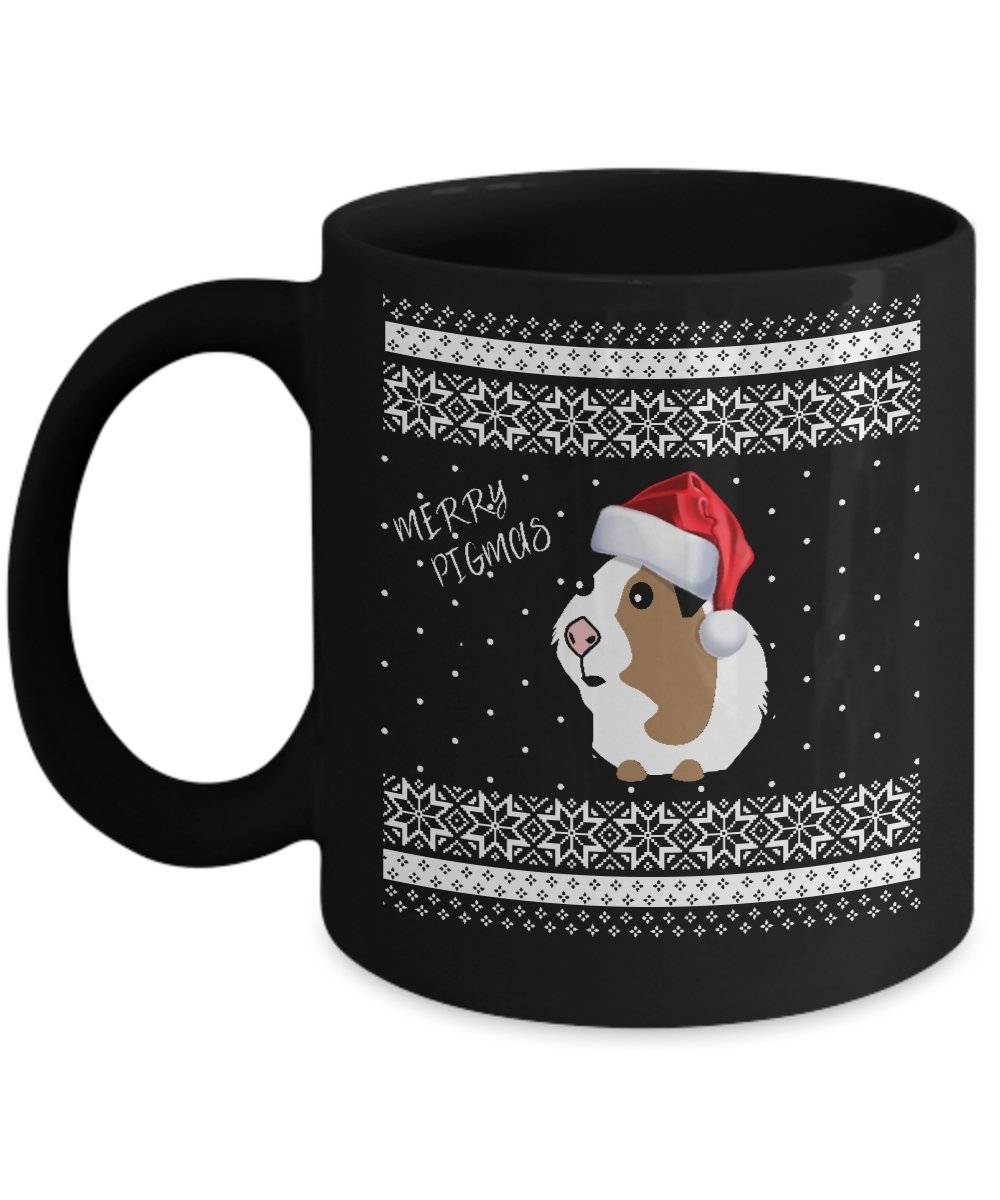 Guinea Pig Mug Christmas Ugly Sweater Style Cavia Merry Pigmas Funny Rodent Lover Adorable Santa Hat Gift Coffee Cup