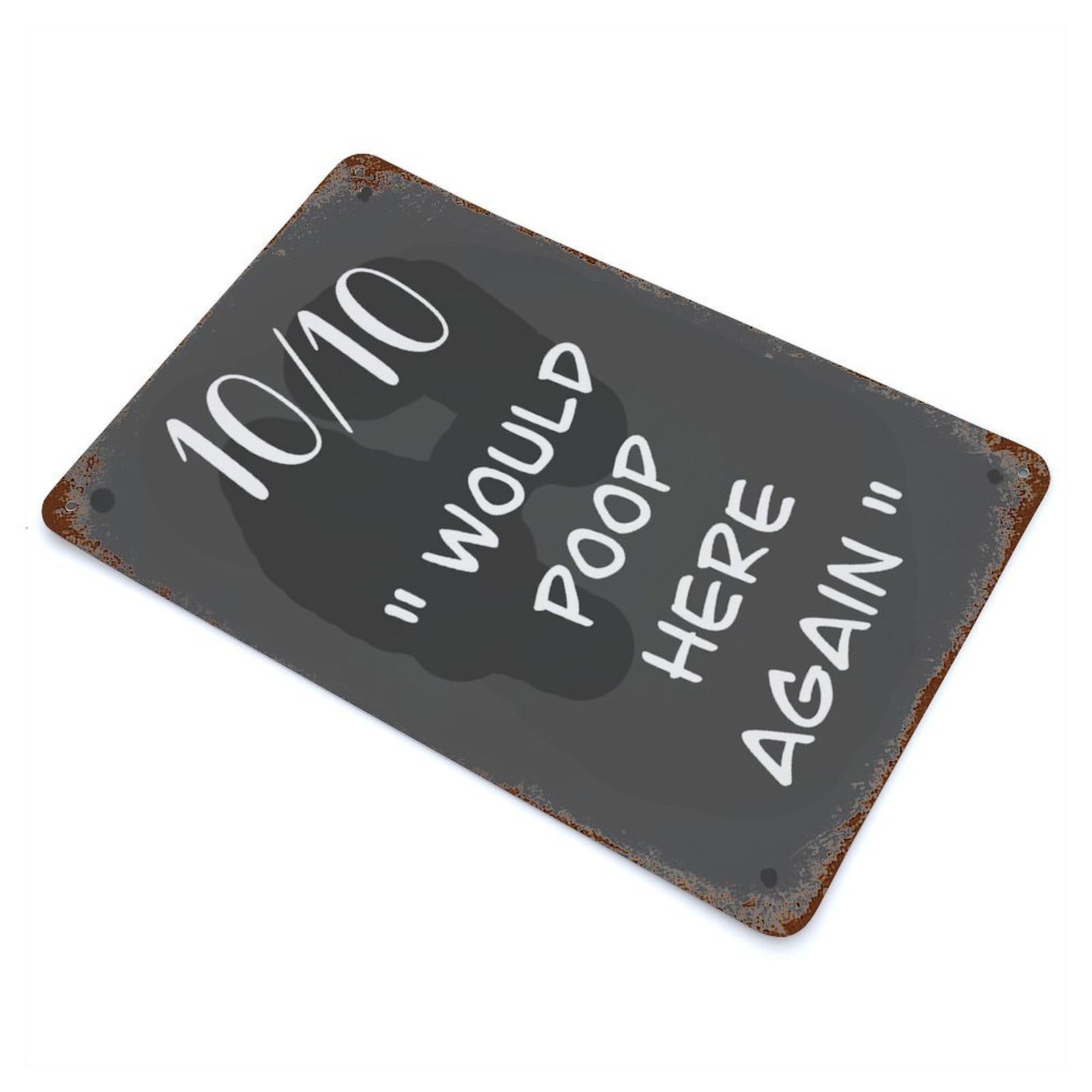 Garage Style Funny Toilet Quote Review Rustic Tin Plaque 11.8"x7.9", Classic Wall Plaque for Bar And Workshop