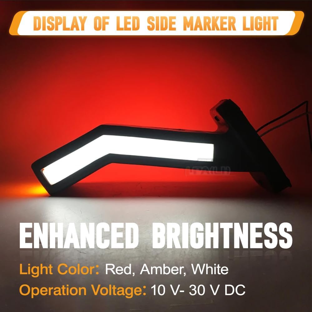 LED Side Marker Light, Trailer Marker Lights, Turn Signal Light, Compatible with Vans, Trucks, and Trailers Using 10-30V Power Systems 2 pcs (Always on Light)