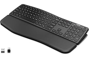 Arteck Multi-Device Wireless Bluetooth & USB Keyboard with Palm & Wrist Rest