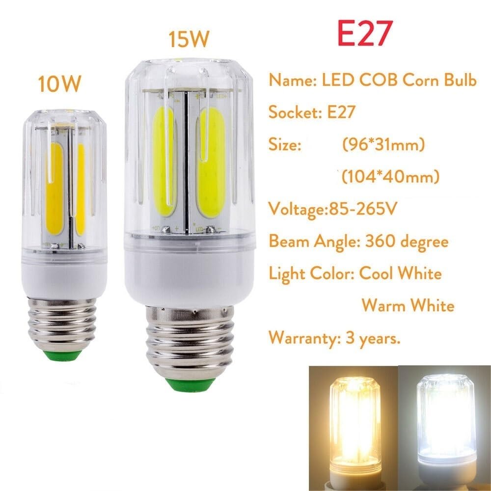 Luci, Confezione da 10, Lampadina LED COB a Mais AC85-265V E14/E12/B22/E26/E27, Lampadina LED per Illuminazione Domestica, lampadine per Uso Domestico