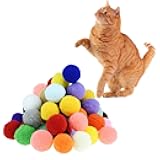 Premium Soft Pom Pom Balls for Kittens - Lightweight, Interactive, Assorted Colors - Plush Toy for Kitten Training and Play - Pet Products for Cats (1.2 Inches 30 Balls)