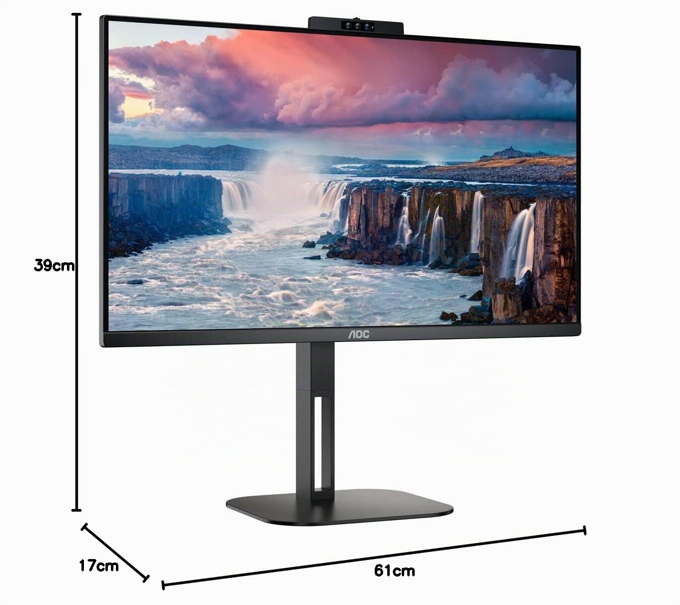 AOC 24V5CW - Monitor da 24 Pollici FHD, Webcam, Speaker, Height-Adjustable 1920 x 1080, 75 Hz, HDMI, DisplayPort, USB-C, USB Hub Nero, Regolazione altezza - Webcam, 24 pollice FHD