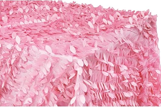 CVL 1 Pc, Leaf Petal Taffeta Tablecloth 90"X132" Rectangular - Pink for Wedding Or Event Decor