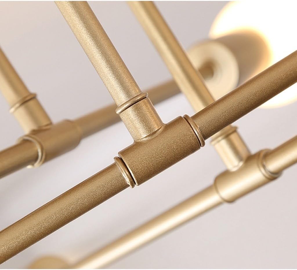 Luminária de Teto - 6 Luzes, Dourada Lustre Pendente Compatível com Lâmpadas E27,Para Cozinha, Quarto, Sala de Jantar(Lâmpada Não Incluída)