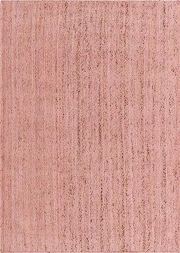 Image of Unique Loom Braided Jute Collection Area Rug - Dhaka (7' 1 inch x 10' Rectangle, Light Pink)