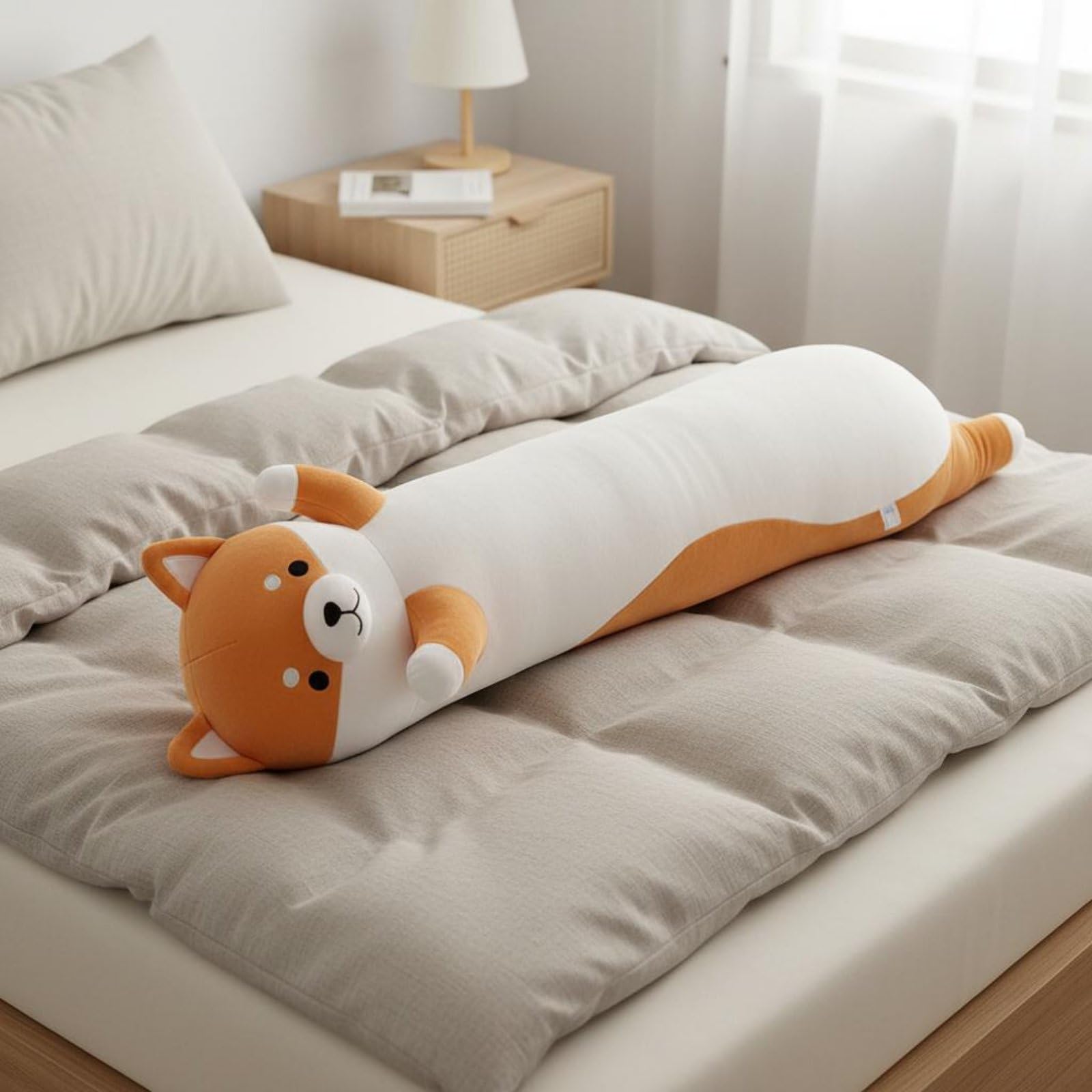 Kuscheltier Hund Plüschfigur Kissenpuppe Kissen Ergonomische Unterstützung für Nacken Rücken Kinderzimmer Sofa, 110 cm