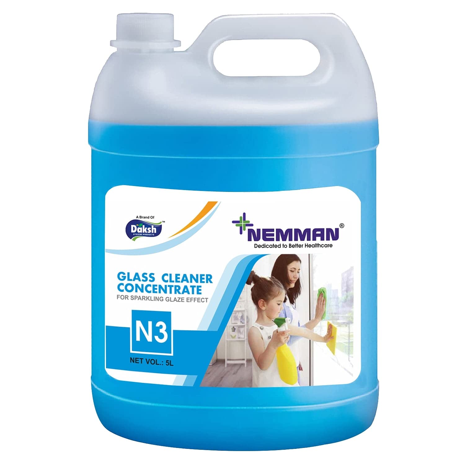 NEMMAN Glass and Surface Cleaner with Shine Boosters Refill N3-5 Litres, Ready to Use