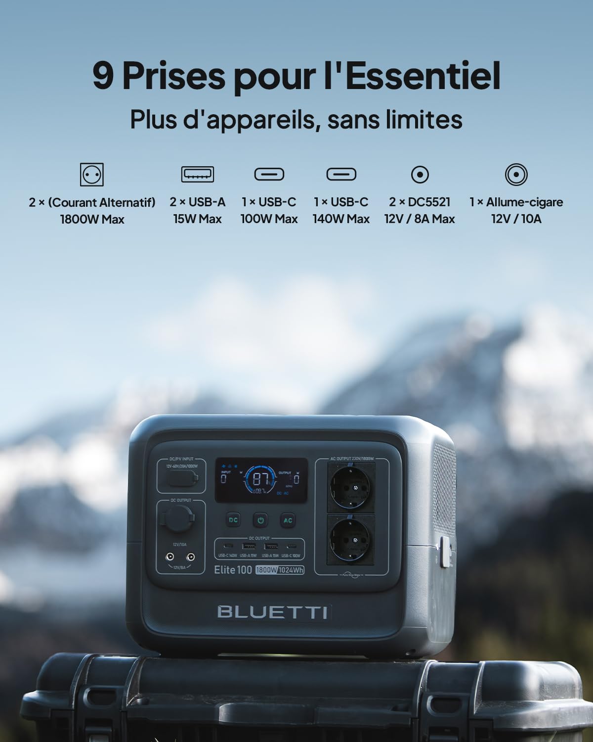 BLUETTI Elite 100 V2 1024Wh & 1800W Générateur Électrique Portable