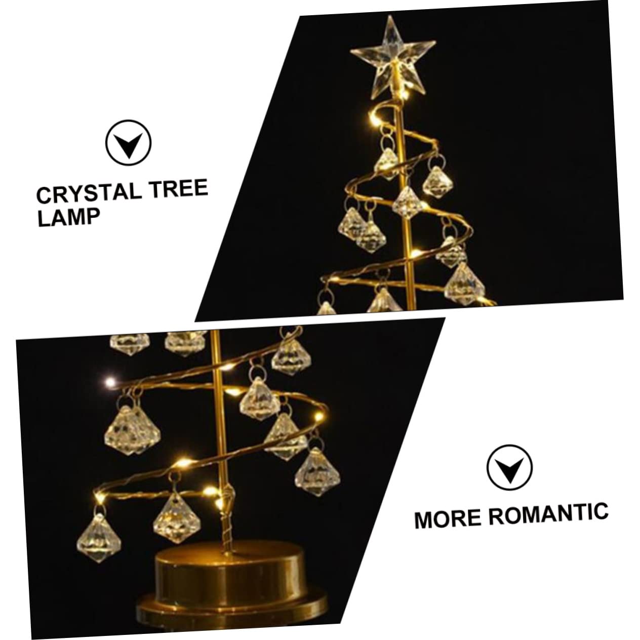 MUCKLILY Battery Powered LED Crystal Tree Lamp Party Festival Decoration for Home Christmas Birthday Celebrations Stylish Unique Design Easy to Place Table Special Occasions