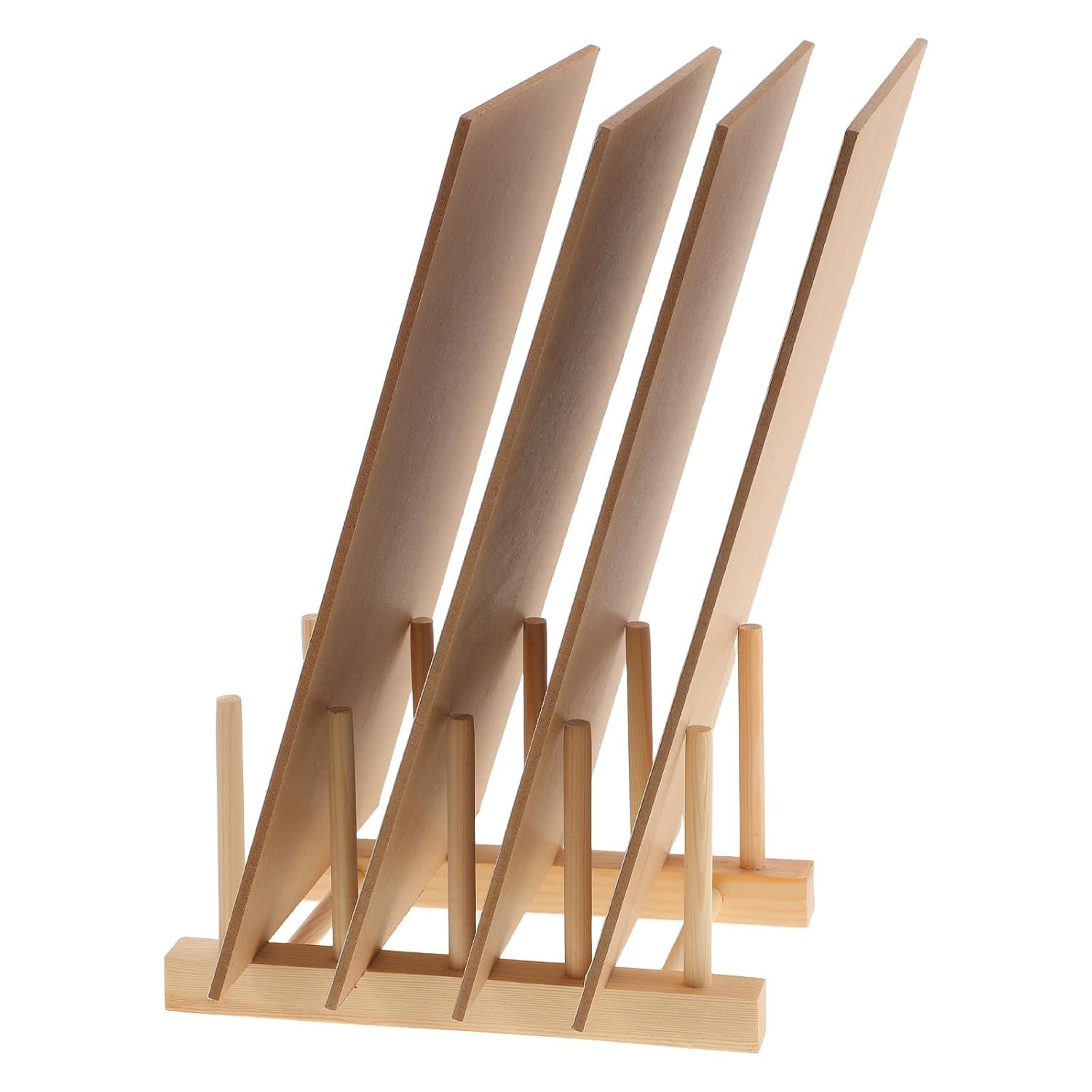 4pcs Wood Nail Art Display Panel Nonslip Silicone Base, 15 Degree Rows