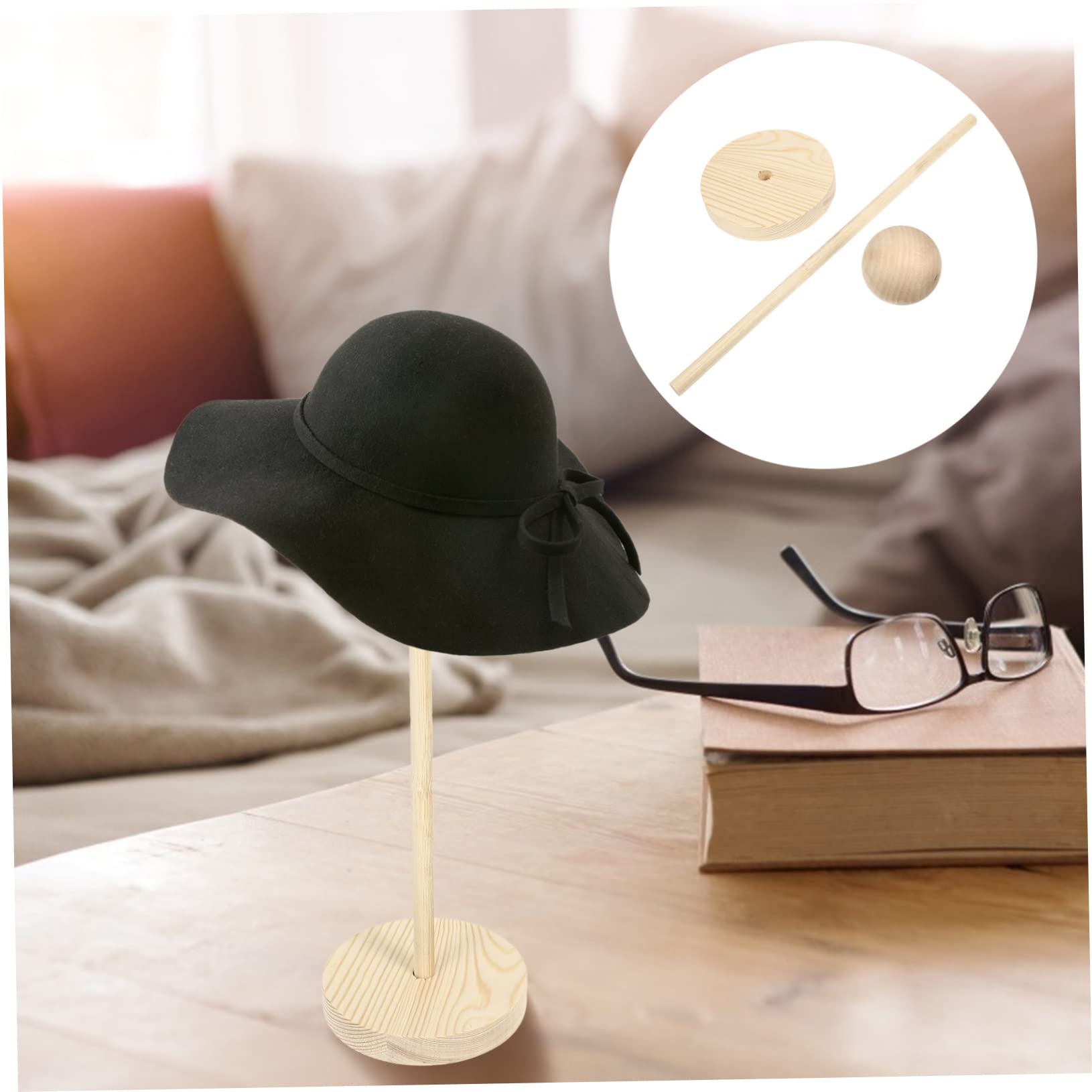 PartyKindom Portable Wig Stand Wooden Wig Display Rack for Styling Storage for Wigs Hats Headpieces Compact Lightweight Design for Easy Travel