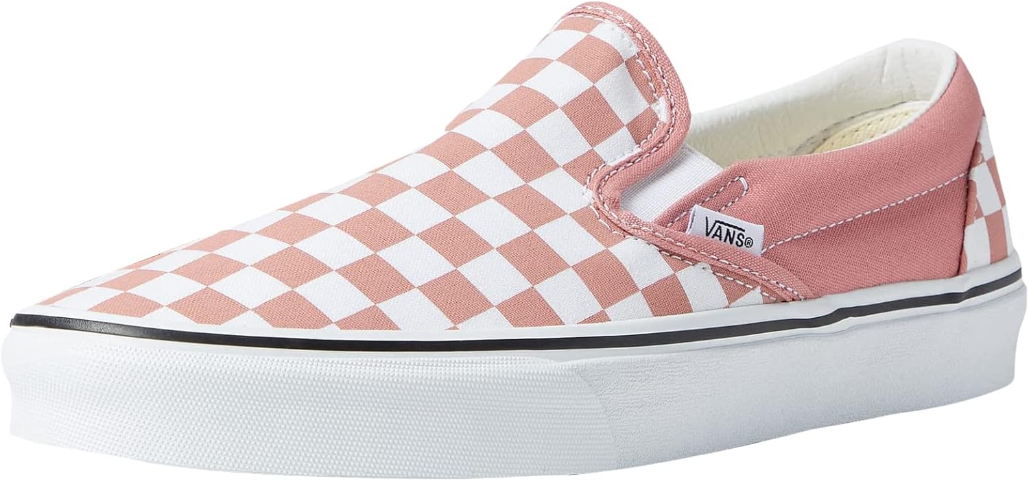 Vans Men's Classic Slip On, (Checkerboard) Rosette/True White, Size 5