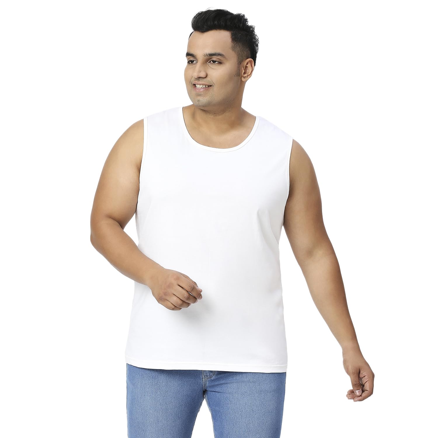 Mens Plus Size Sando Tank - White