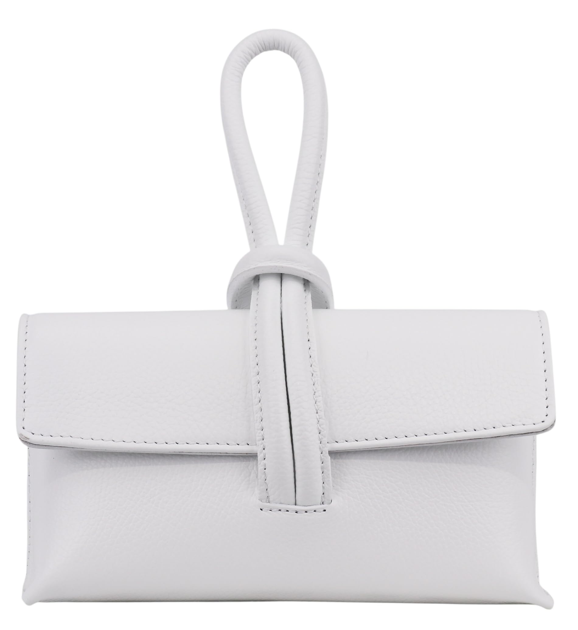 SH Leder Mini Clutch - Borsa a tracolla da donna in vera pelle con manico con fiocco, borsa da sera compatta con tracolla rimovibile, made in Italy Alma G428