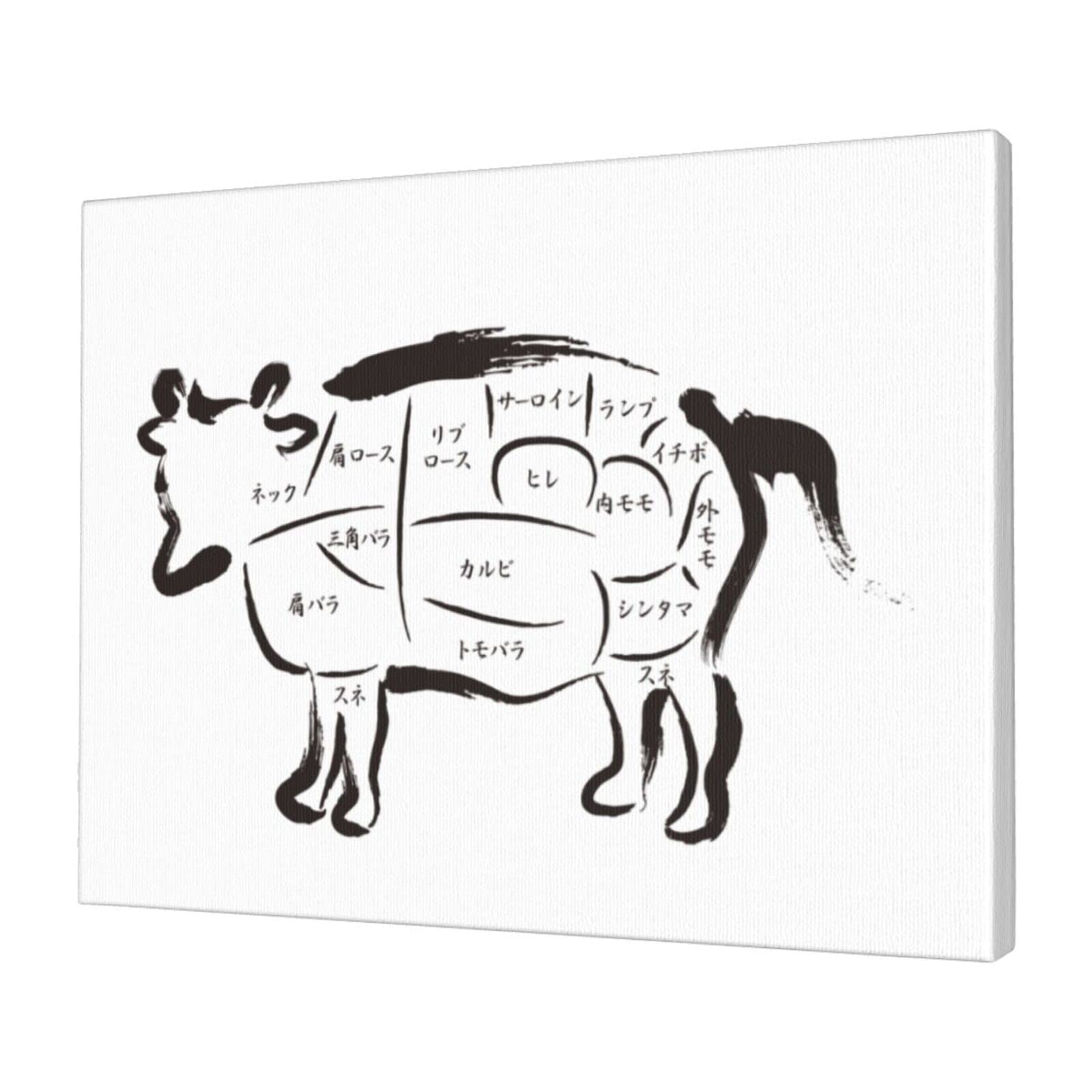 子供の牛の絵画 木製フレーム付き Wー180 浮世絵 木版画 牛 牛乳