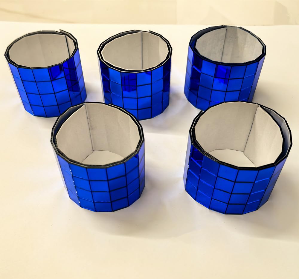 Meya Blue Mirror 600Pcs Mini 10X10mm Mirror Squares Self-Adhesive,Blue Real Glass Mirror Roll,Decorative Mirror Sticker Sheet Diy Accessory Mirrors Mosaic Tiles