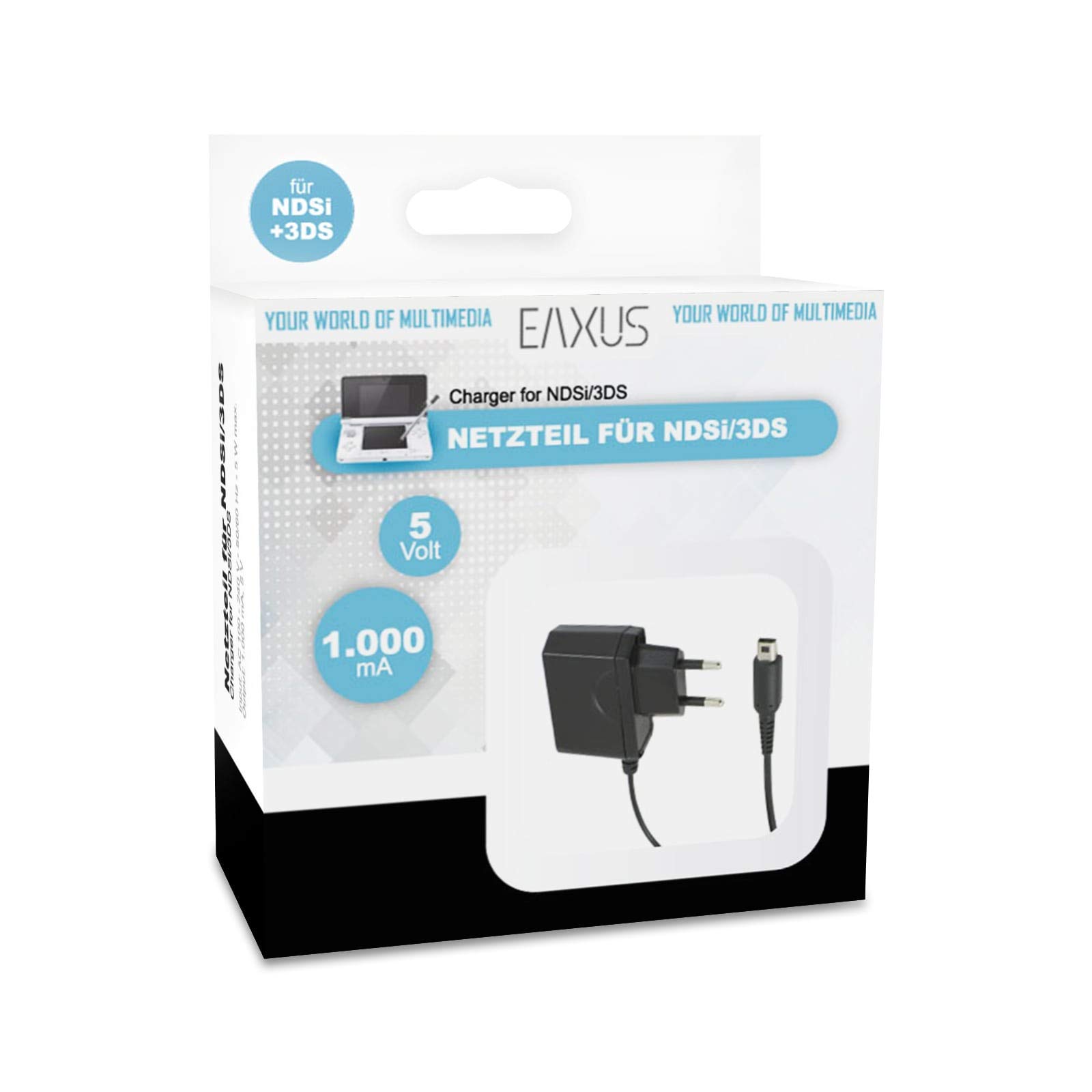 Eaxus® Cable de carga adecuado para Nintendo 3DS, 2DS y DSi - 🔋 Cargador rápido de 1000 mA con cable de 110 cm