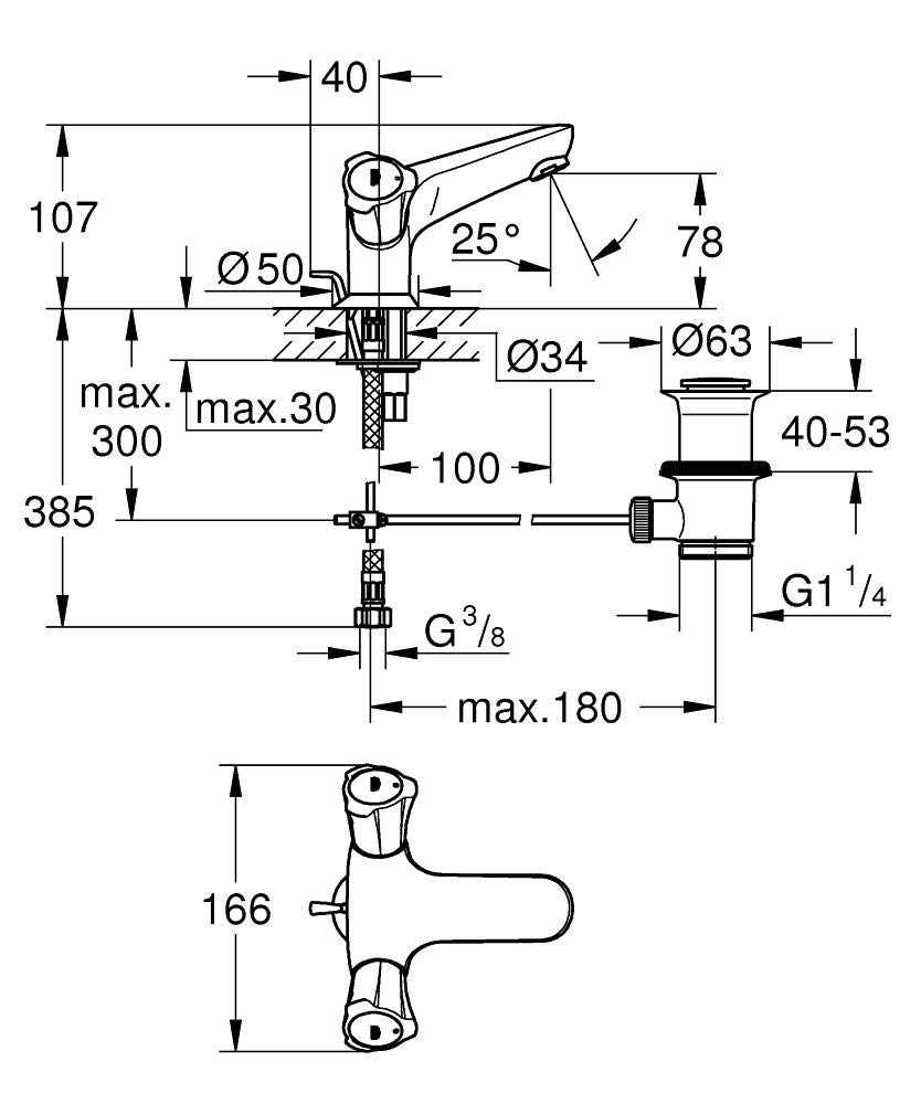 Grohe Costa 21390001 umywalka akumulatorowa z chromowanym wykończeniem