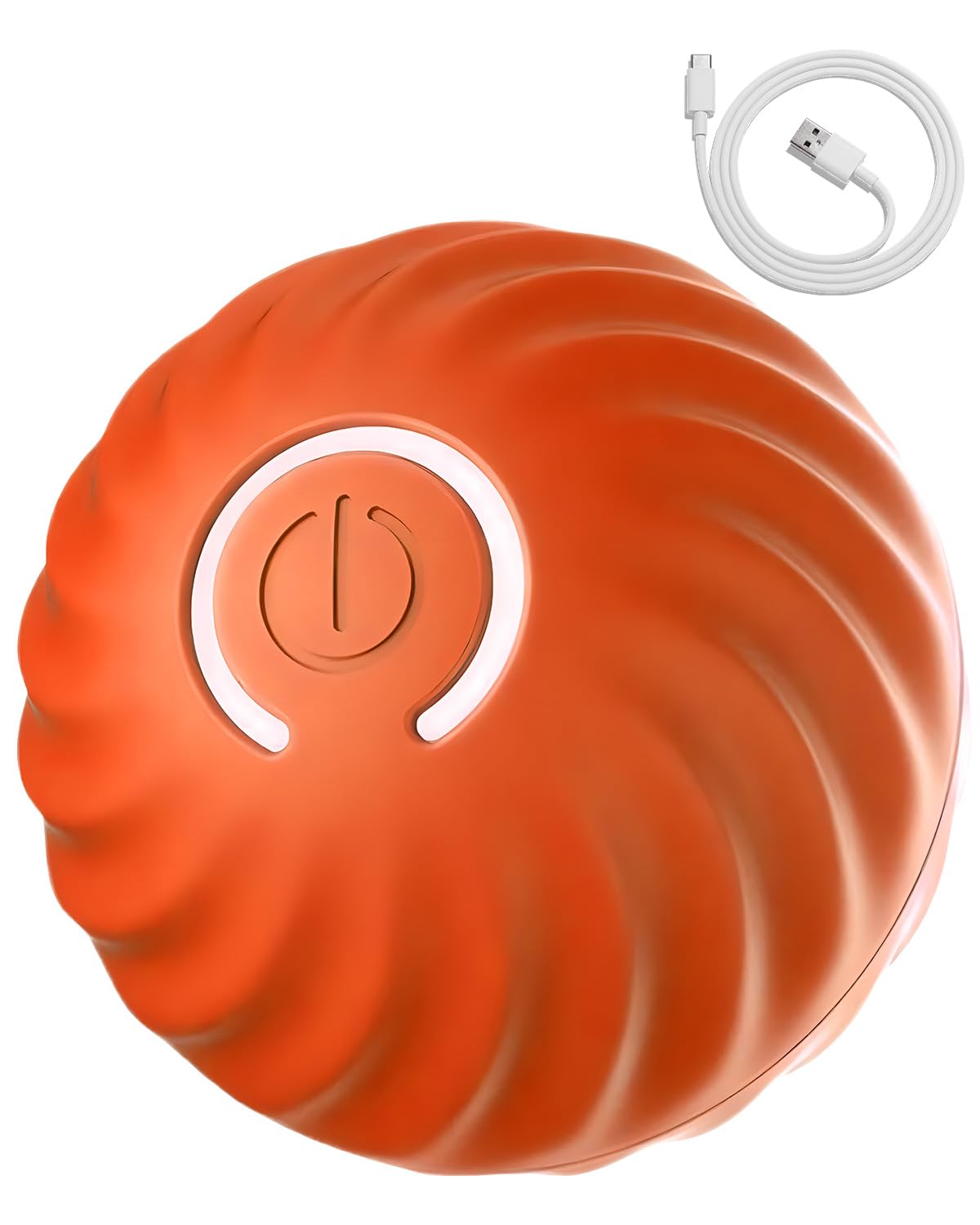 Balle pour chien lumineuse LED interactive et jouet résistant pour grand chien orange