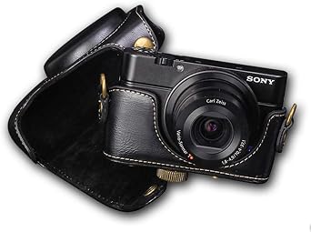 PU Leather Camera Bag Case Cover For Sony RX100 RX100II RX100III RX100IV RX100VII RX100VIII M3 M5 M6 M7 DSC-RX100 III RX100M3 With Shoulder Strap Camera Bags, Not for camera with Hand Grip