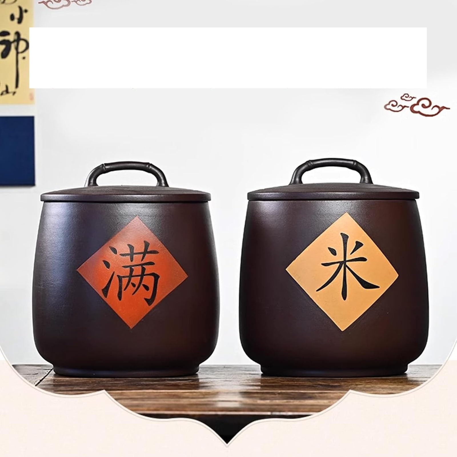 Keramik-Reisbehälter im traditionellen chinesischen Stil für Reis Mehl (B)